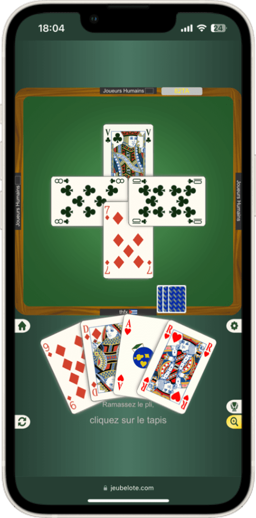 JeuBelote sur smartphone