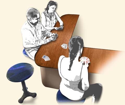 Belote sur table